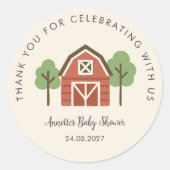 農家かわいい赤ちゃんシャワーありがとう ラウンドシール (正面)