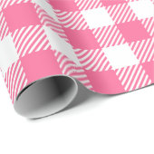 農家かわいらしピンクと白バッファロープレイド ラッピングペーパー (ロールコーナー)