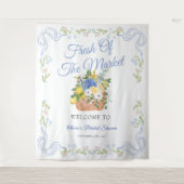 農家が市場のブライダルシャワーを背景に タペストリー (正面)