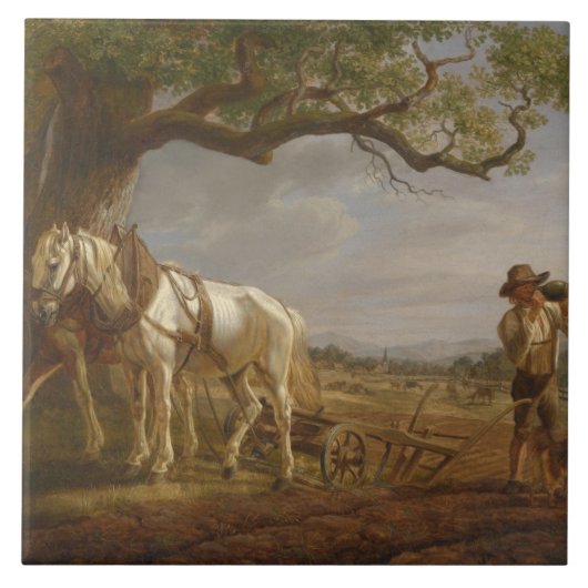 農家が畑で休む タイル (正面)