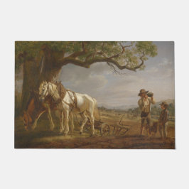 農家が畑で休む ドアマット