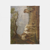 農家が畑で休む フリースブランケット (正面)