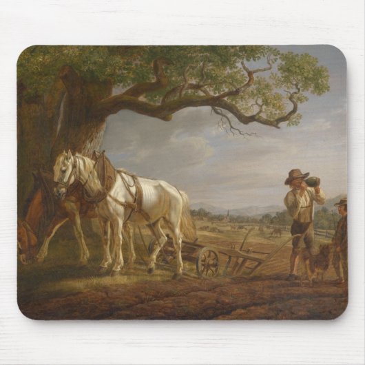 農家が畑で休む マウスパッド (正面)