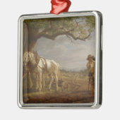 農家が畑で休む メタルオーナメント (左)