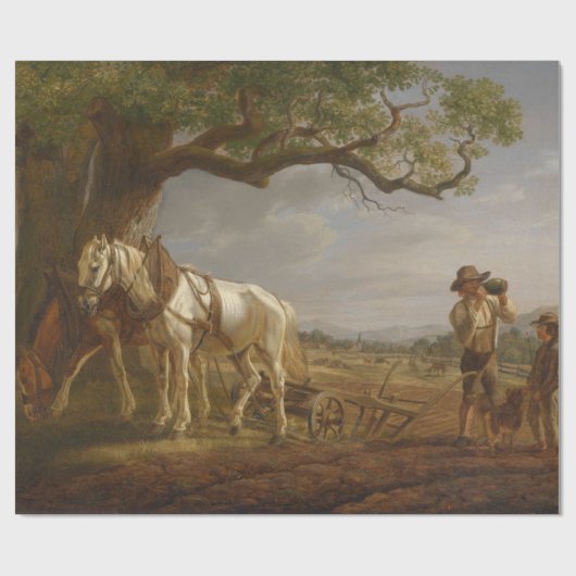 農家が畑で休む ラッピングペーパー (フラット)