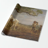 農家が畑で休む ラッピングペーパー (アンロールド)