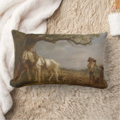 農家が畑で休む ランバークッション (ブランケット)