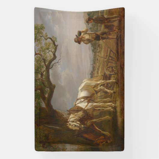 農家が畑で休む 横断幕 (縦)