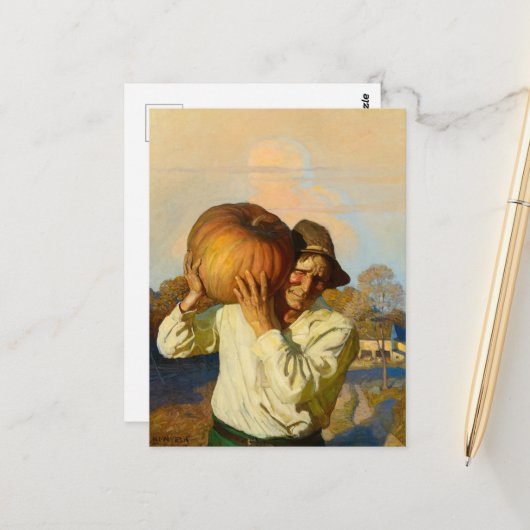 農家とカボチャby Newell Convers Wyeth ポストカード (正面/裏面インサイチュ)