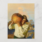 農家とカボチャby Newell Convers Wyeth ポストカード (正面)