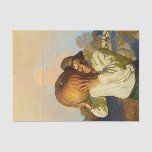 農家とカボチャby Newell Convers Wyeth 薄葉紙 (正面)