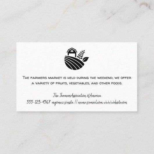 農家とトラクターのフィールド 名刺 (裏面)