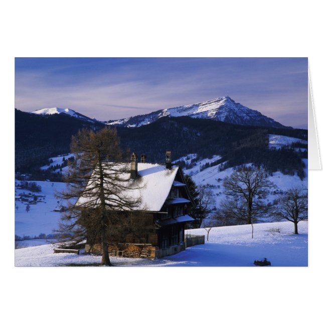農家とリギ山とピラトゥス山、 (正面横)