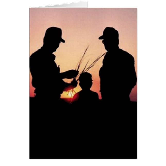 農家と夕日 (正面)