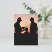 農家と夕日 ポストカード (スタンド正面)