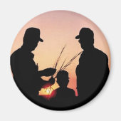 農家と夕日 マグネット (正面)