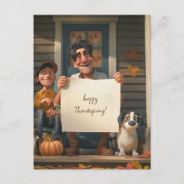 農家と息子と犬 ポストカード