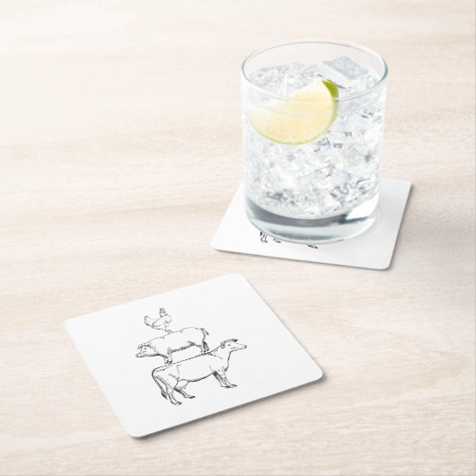 農家のための最も最高のでおもしろいな家畜 スクエアペーパーコースター (インサイチュ)