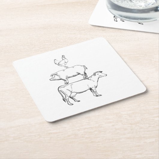 農家のための最も最高のでおもしろいな家畜 スクエアペーパーコースター (アングル)