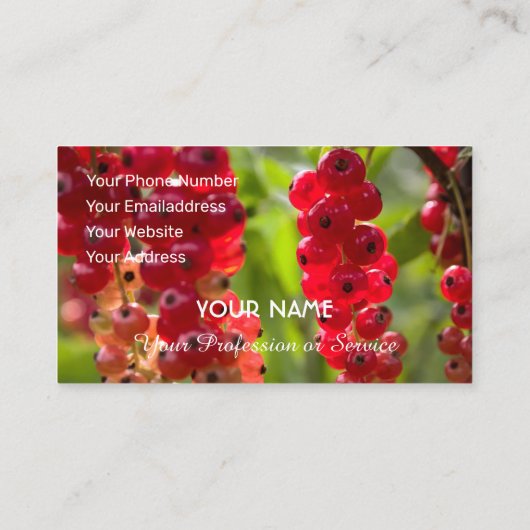 農家のための熟した赤いフルーティーのカラントなアンサンブル 名刺 (裏面)