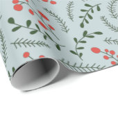 農家のほこりっぽい青い濃い緑の葉のパターン ラッピングペーパー (ロールコーナー)