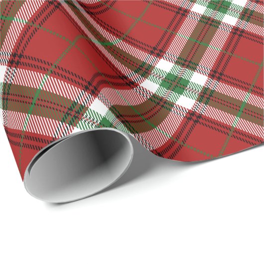 農家のクリスマスのタータンチェック格子縞の赤い緑の白 ラッピングペーパー (ロールコーナー)