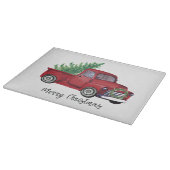 農家のクリスマスの水彩画の赤のトラック カッティングボード (角)