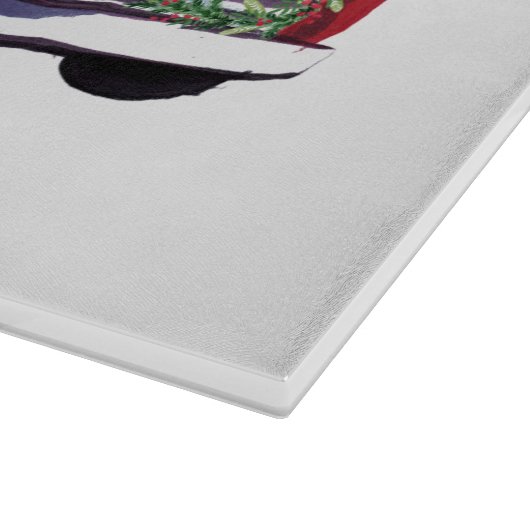 農家のクリスマスの水彩画の赤のトラック カッティングボード (角)