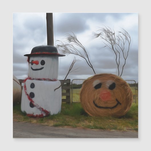 農家のクリスマス磁気カード (正面)