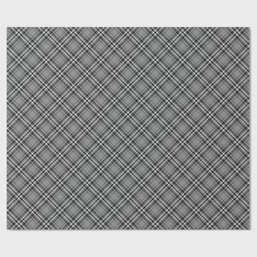 農家のグレースケールタータンチェック格子模様 ラッピングペーパー (フラット)