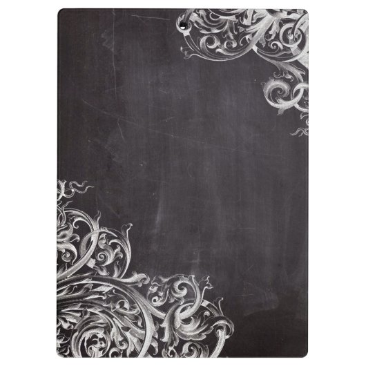 農家のシックで華やかな渦巻き旋回チョークボードモノグラム クリップボード (裏面)