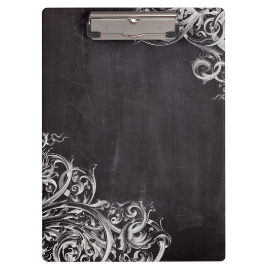 農家のシックで華やかな渦巻き旋回チョークボードモノグラム クリップボード (正面)