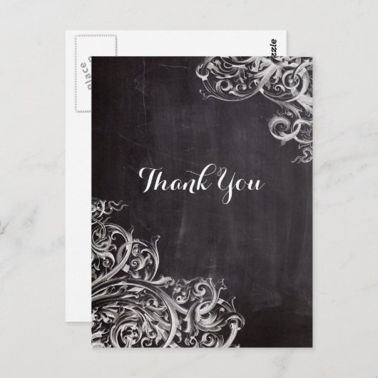 農家のシックで華やかな渦巻き旋回チョークボードモノグラム ポストカード (正面/裏面)