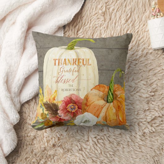 農家のタイポグラフィのカボチャ赤いケシの秋木 クッション (ブランケット)