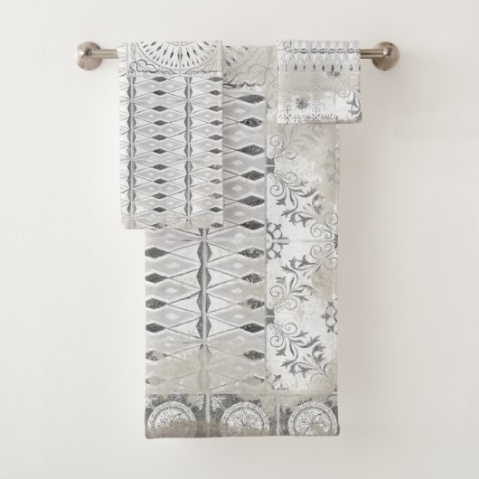 農家のパッチワークの動揺してな混合されたタイルパターン バスタオルセット (インサイチュ)