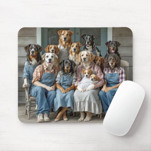 農家のポーチで犬の家族再会 マウスパッド (マウス)