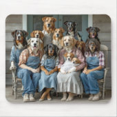 農家のポーチで犬の家族再会 マウスパッド (正面)