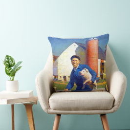 農家のポートレートNCワイエス1943アメリカーナアート クッション