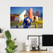 農家のポートレートNCワイエス1943アメリカーナアート ポスター (ホームオフィス)