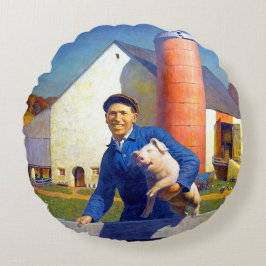 農家のポートレートNCワイエス1943アメリカーナアート ラウンドクッション