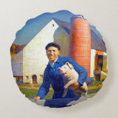 農家のポートレートNCワイエス1943アメリカーナアート ラウンドクッション (裏面)