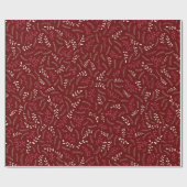 農家のマルーンワイン素朴な葉のパターン ラッピングペーパー (フラット)
