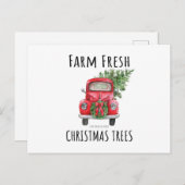 農家のモダンなヴィンテージのクリスマスの赤いトラックカード 案内ポストカード (正面/裏面)