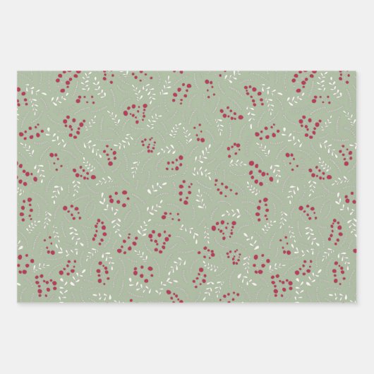 農家のローレルグリーン素朴な葉のパターンかわいい ラッピングペーパーシート (正面2)