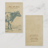 農家のヴィンテージの乳牛のシンプルで素朴でクールな動物 名刺 (正面/裏面)