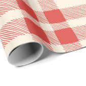 農家のヴィンテージの赤オフ白い格子模様クリスマス ラッピングペーパー (ロールコーナー)