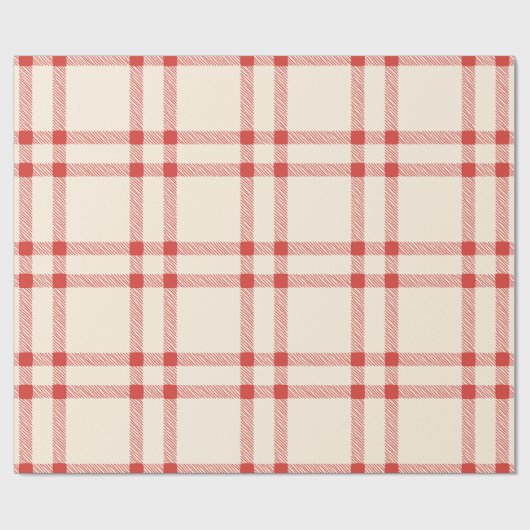 農家のヴィンテージオフ白い赤い格子模様クリスマス ラッピングペーパー (フラット)