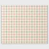 農家のヴィンテージクリーム赤い緑の格子模様クリスマス ラッピングペーパー (フラット)