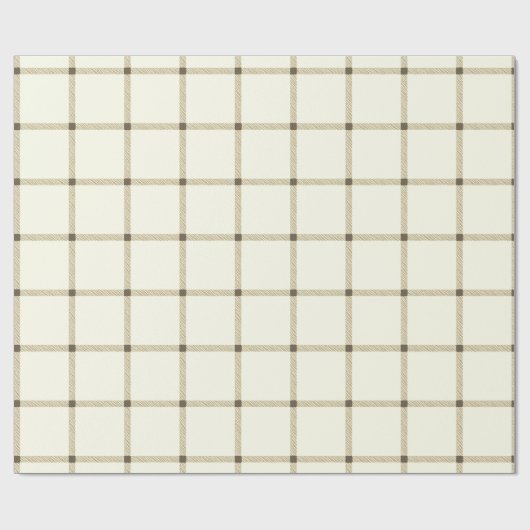 農家のヴィンテージ手描き格子柄の白いセピア ラッピングペーパー (フラット)