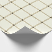 農家のヴィンテージ手描き格子柄の白いセピア ラッピングペーパー (角)